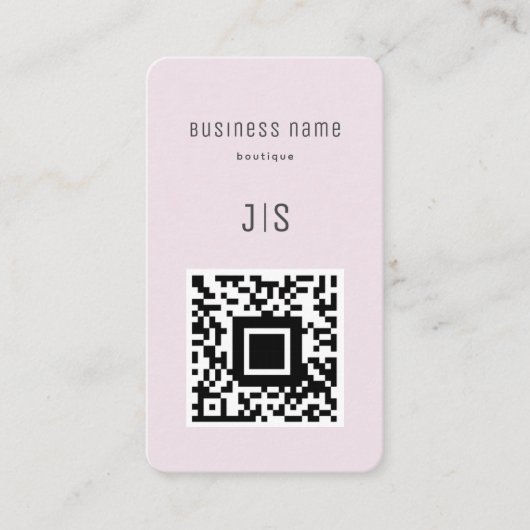 QR Code Boutique Elegant Minimalistisch Monogram Visitekaartje (Voorkant)