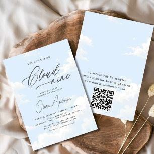 QR Code Bride staat op Cloud Nine Vrijgezellenfees Kaart