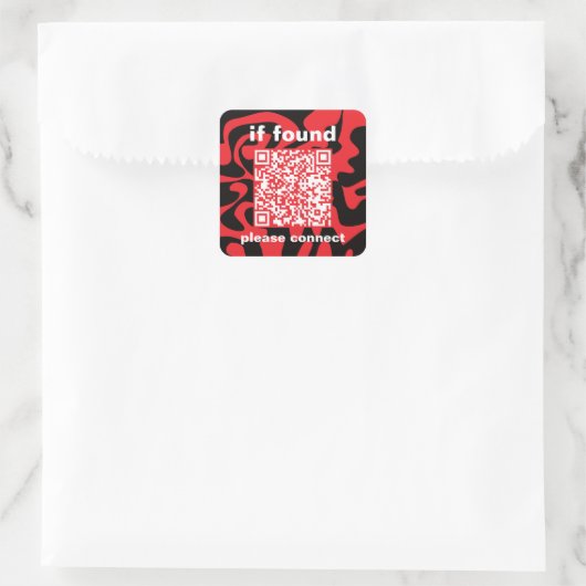 QR Code Bright Cherry Red lost found Vierkante Sticker (Tas)