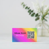 QR-code Bright Neon Moderne sociale media Visitekaartje (Staand voorkant)