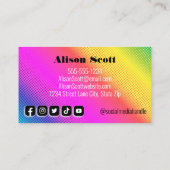 QR-code Bright Neon Moderne sociale media Visitekaartje (Achterkant)