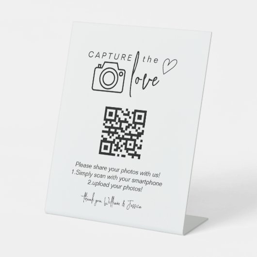 QR-code bruiloft foto delen Reclamebord Met Voetstuk (Voorkant)