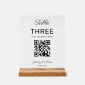 QR Code Bruiloft Menu Tafelnummer Kaart Acryl Bord (Voorkant)