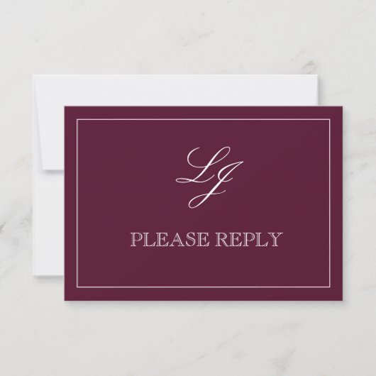 QR-code Bruiloft RSVP Burgundy Script Monogram (Voorkant)