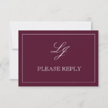 QR-code Bruiloft RSVP Burgundy Script Monogram