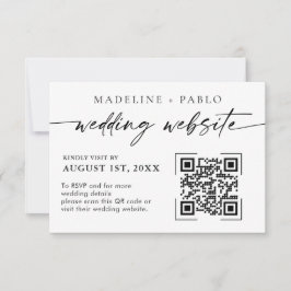 QR Code Bruiloft Website Kaart Mimalistisch Script