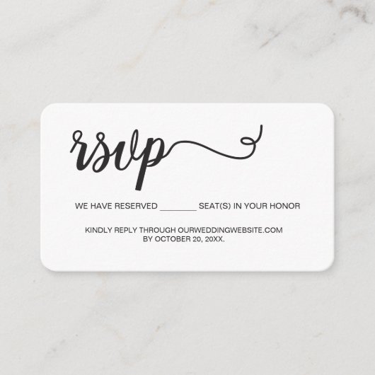 QR code bruiloft website Zitplaatsen gereserveerd  Informatiekaartje (Voorkant)