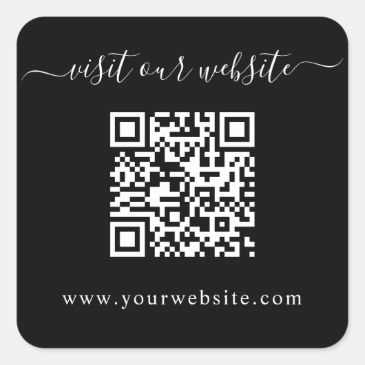 QR Code Bruiloft Website Zwart Vierkante Sticker (Voorkant)