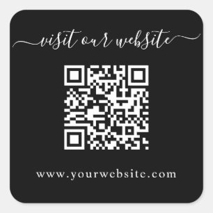 QR Code Bruiloft Website Zwart Vierkante Sticker