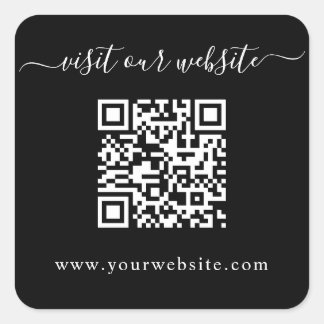 QR Code Bruiloft Website Zwart Vierkante Sticker