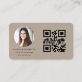 QR-code bruine foto Visitekaartje (Voorkant)