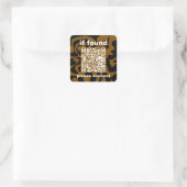 QR Code bruine groovy gevonden voorwerpen Vierkante Sticker (Tas)