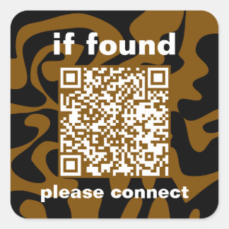 QR Code bruine groovy gevonden voorwerpen Vierkante Sticker
