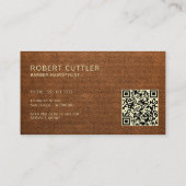 QR-code bruine namaakleren kapper herenkapper Visitekaartje (Achterkant)