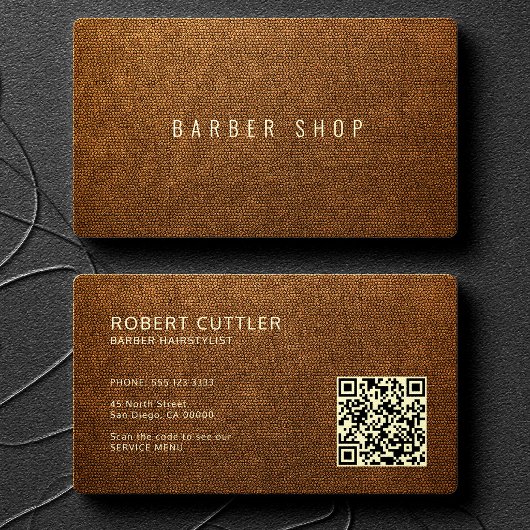 QR-code bruine namaakleren kapper herenkapper Visitekaartje