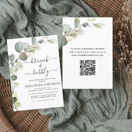 QR Code Brunch & Bubbly Bruiloftsfeest Eucalyptus Kaart