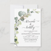 QR Code Brunch & Bubbly Vrijgezellenfeest Eucalypt Kaart (Voorkant)