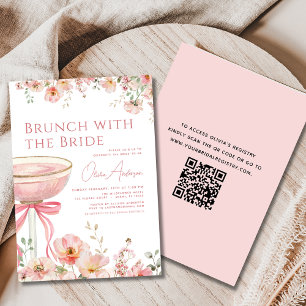 QR Code Brunch met het Bride Pink Vrijgezellenfees Kaart