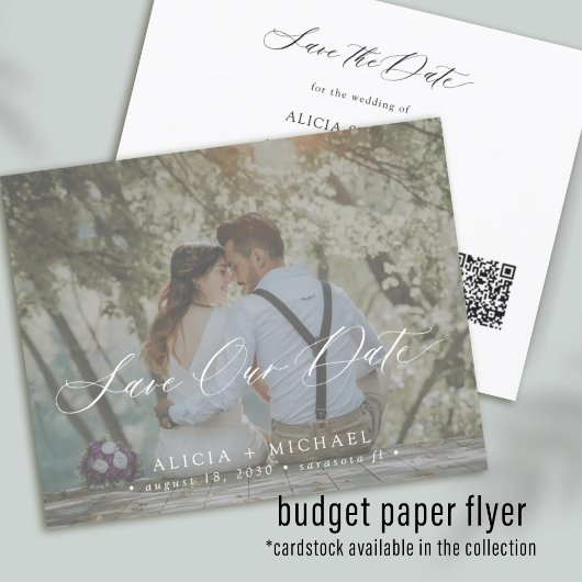 QR CODE budget elegant foto trouwdag save the date Flyer