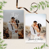 QR Code Budget Monogram Script 2 Fotobruiloft Kaart