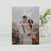 QR Code Budget Monogram Script 2 Fotobruiloft Kaart (Staand voorkant)
