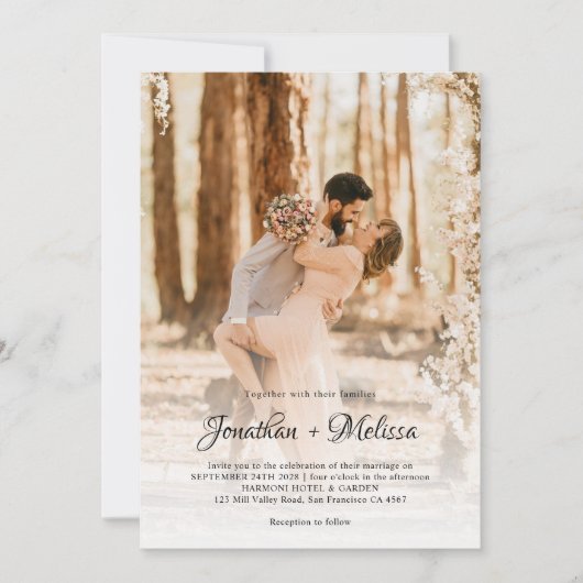 QR Code Budget Overlay 2 Fotoscript Bruiloft Kaart (Voorkant)