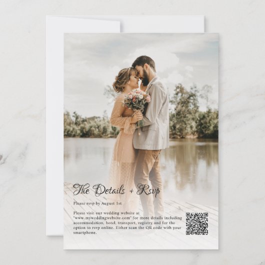 QR Code Budget Overlay 2 Fotoscript Bruiloft Kaart (Achterkant)