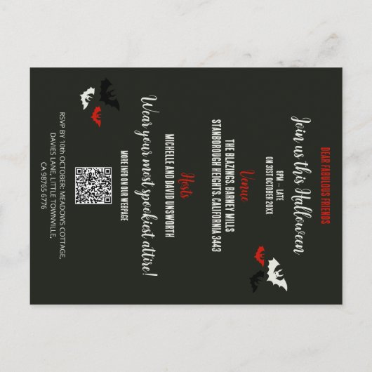 QR Code Budget rammelt enkele Botten! Halloweenfee Briefkaart (Achterkant)