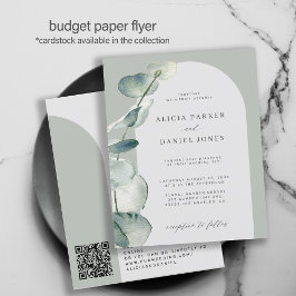 QR CODE budget sage trouwuitnodiging Flyer