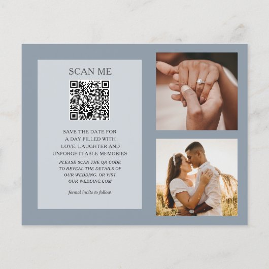 QR Code Budget Save Our Date Stofblauw (Achterkant)