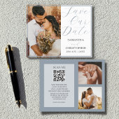 QR Code Budget Save Our Date Stofblauw