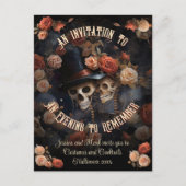 QR Code Budget Skeletten RSVP Halloween Uitnodigin Briefkaart (Voorkant)