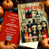 QR Code Budget Spooky Halloween Party Uitnodiging