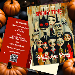 QR Code Budget Spooky Halloween Party Uitnodiging