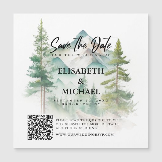 QR-code buiten opslaan van de datum bruiloft Magnetische Uitnodiging (Voorkant)