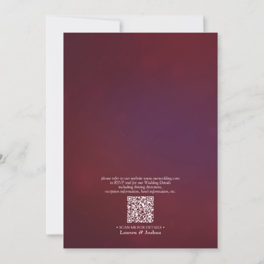 QR Code Burgundy Blush Floral Waterverf Script Kaart (Achterkant)