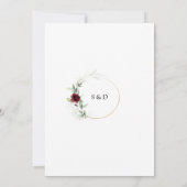 QR-code Burgundy Floral Greenery Gold Wedding Kaart (Achterkant)