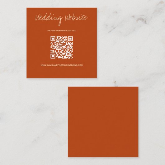 QR-code Burnt Oranje Weddenschap Website Informatiekaartje (Voorkant / Achterkant)