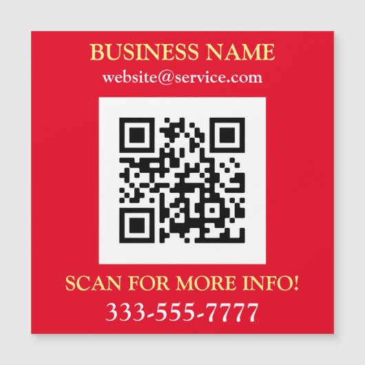 QR-code, bus. Naam Promo, geel wit rood (Voorkant)