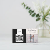 QR-code Business Black Professional-fotograaf Visitekaartje (Staand voorkant)