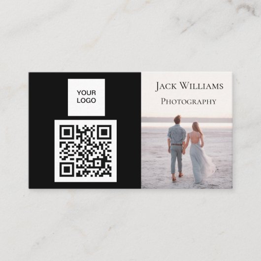 QR-code Business Black Professional-fotograaf Visitekaartje (Voorkant)