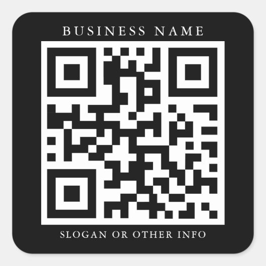 QR Code Business Black Vierkante Sticker (Voorkant)