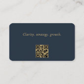 QR Code Business Consultant Navy Blue Gold  Visitekaartje (Achterkant)