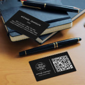 QR Code Business Custom Logo Zwart Modern Visitekaartje