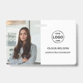 QR Code Business ID Kaart Modern Photo Employee Ba Badge (Voorzijde)