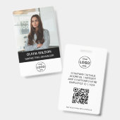 QR Code Business ID Kaart Modern Photo Employee Badge (Voor- en achterkant)