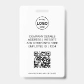 QR Code Business ID Kaart Modern Photo Employee Badge (Achterkant)