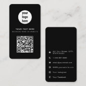 QR Code Business Logo Black Corporate Visitekaartje (Voorkant / Achterkant)