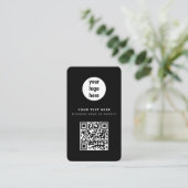 QR Code Business Logo Black Corporate Visitekaartje (Staand voorkant)