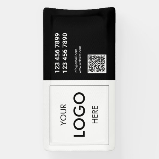 QR Code Business Logo Black en White Spandoek (Verticaal)
